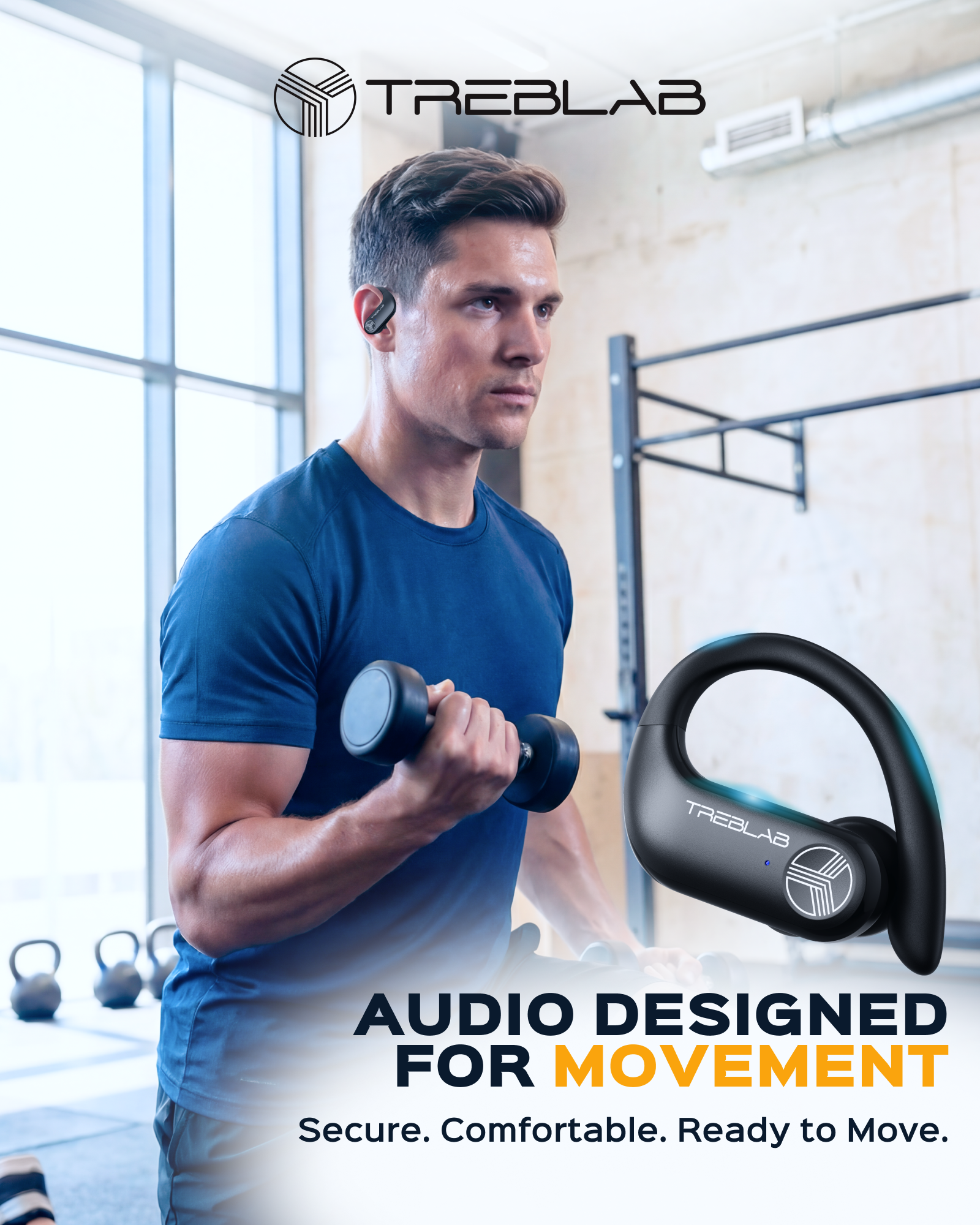 TREBLAB X3 Pro Wireless Earbuds with Earhooks