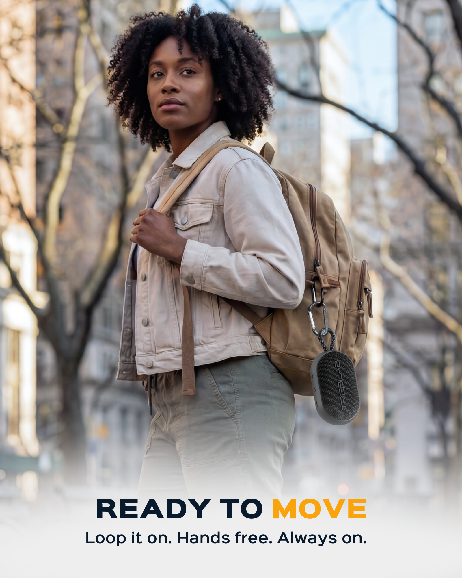 TREBLAB HD-Go Small Wireless Speaker with Clip