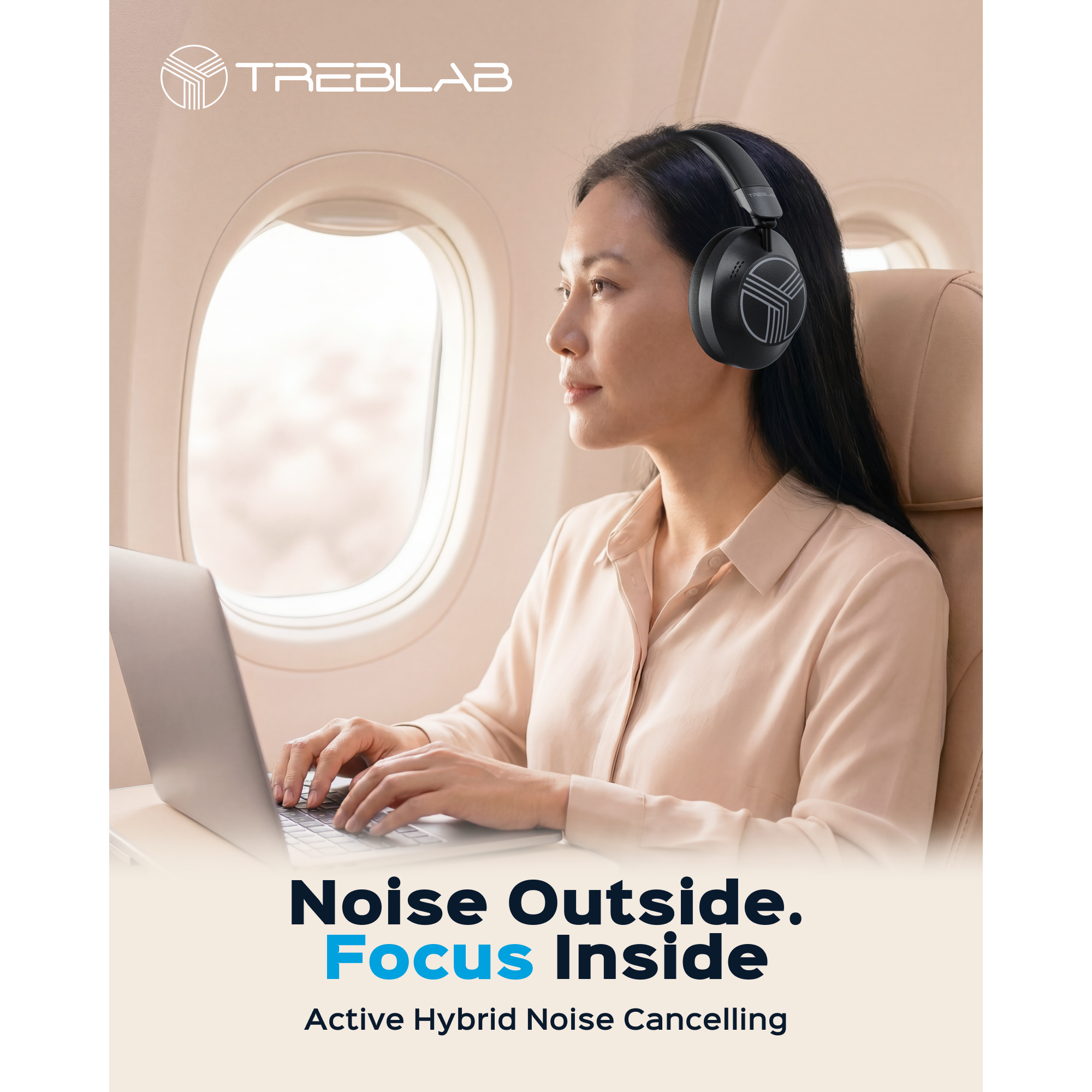 TREBLAB Z7 Pro Hybrid Active Noise Cancelling Headphones
