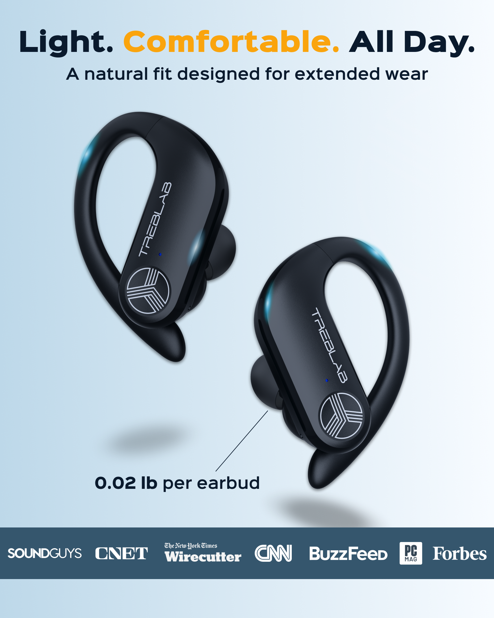 TREBLAB X3 Pro Wireless Earbuds with Earhooks
