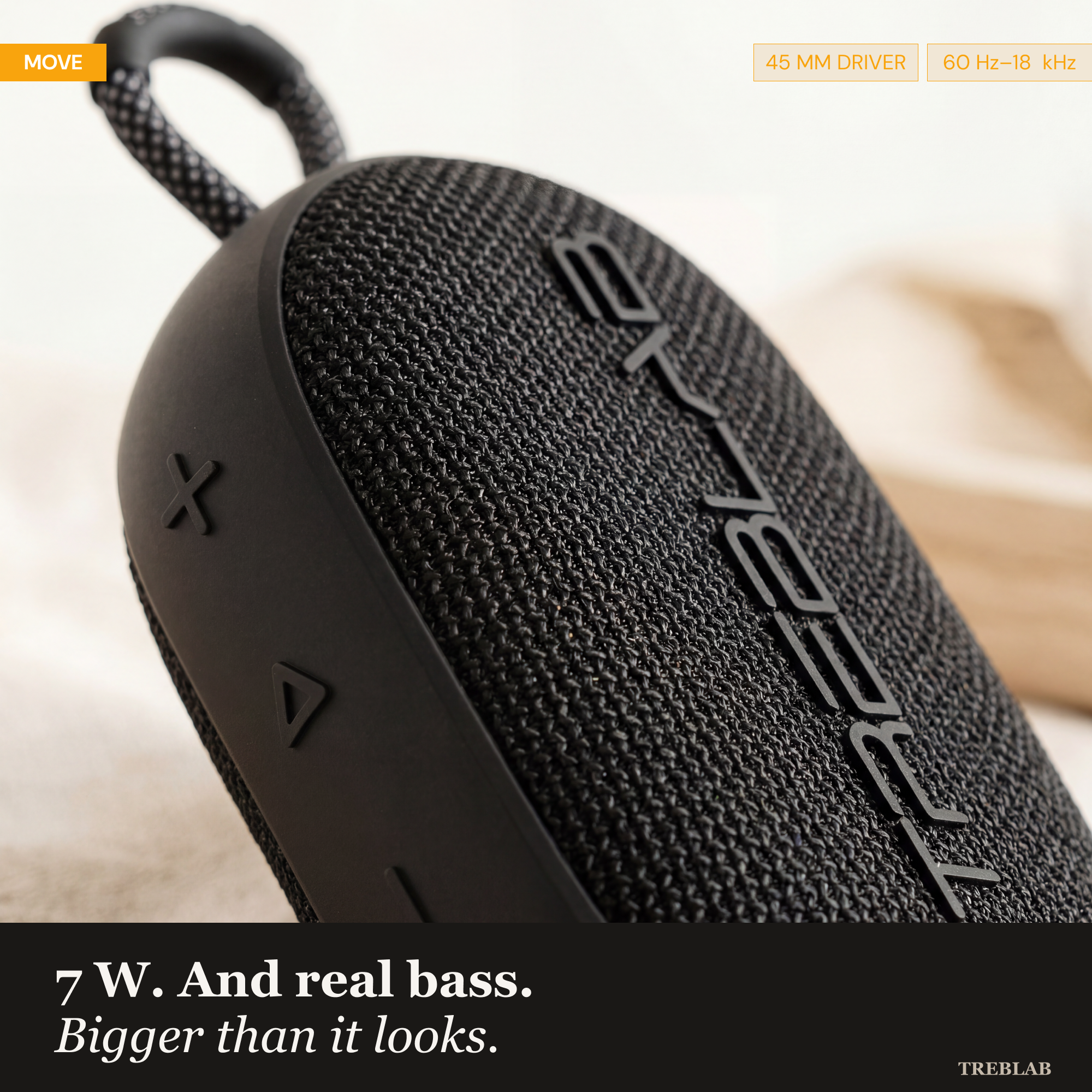 TREBLAB HD-Go Small Wireless Speaker with Clip