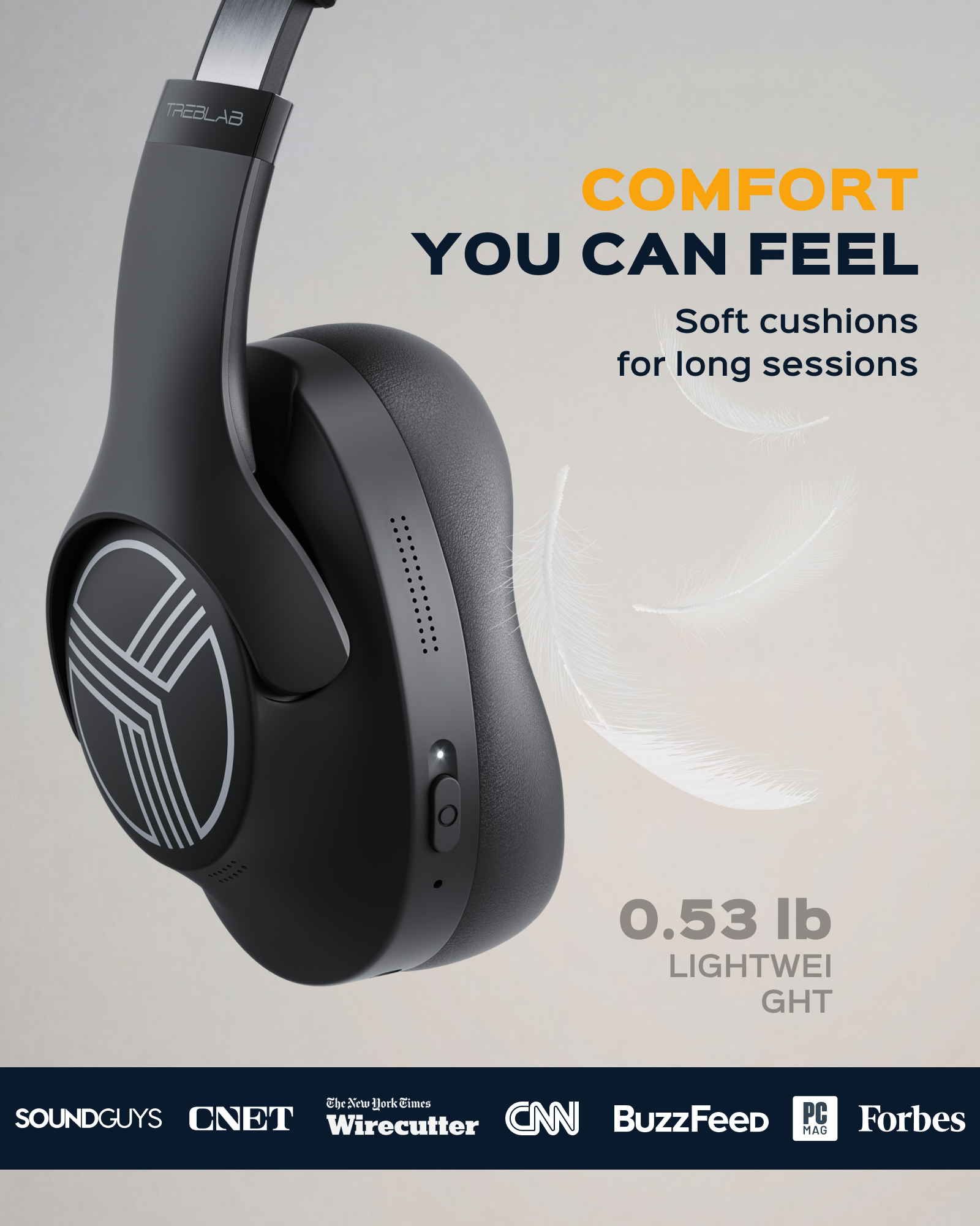 TREBLAB Z2 Active Noise Cancelling Headphones