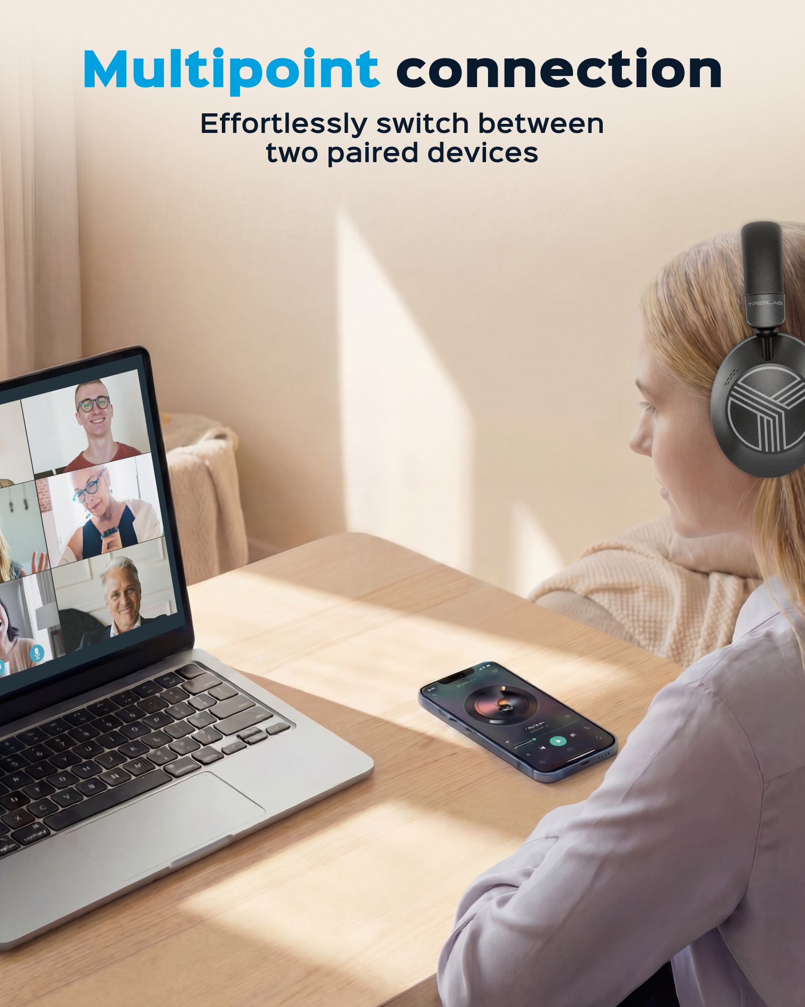 TREBLAB Z7 Pro Hybrid Active Noise Cancelling Headphones