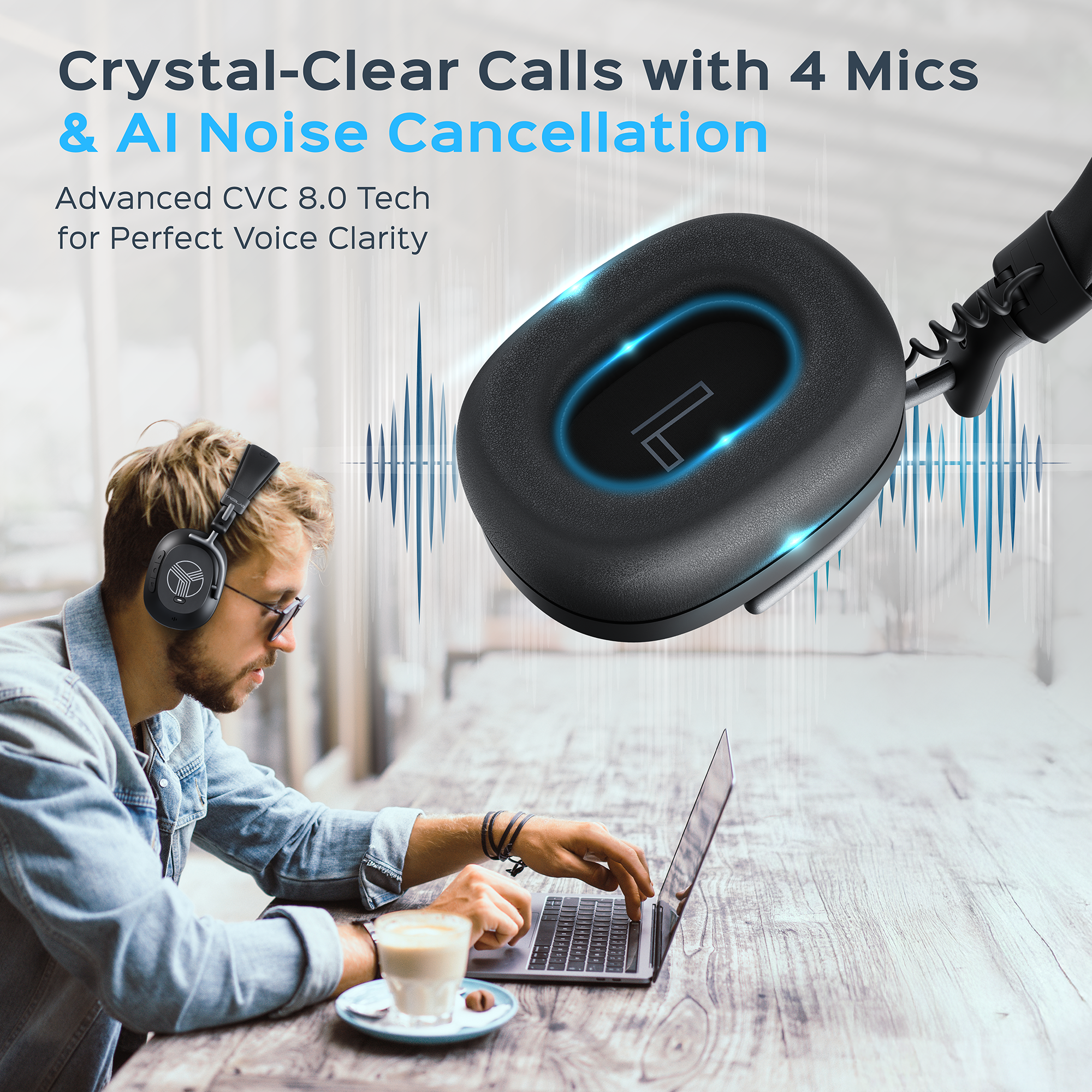 TREBLAB U5 Hybrid Active Noise Cancelling Headphones