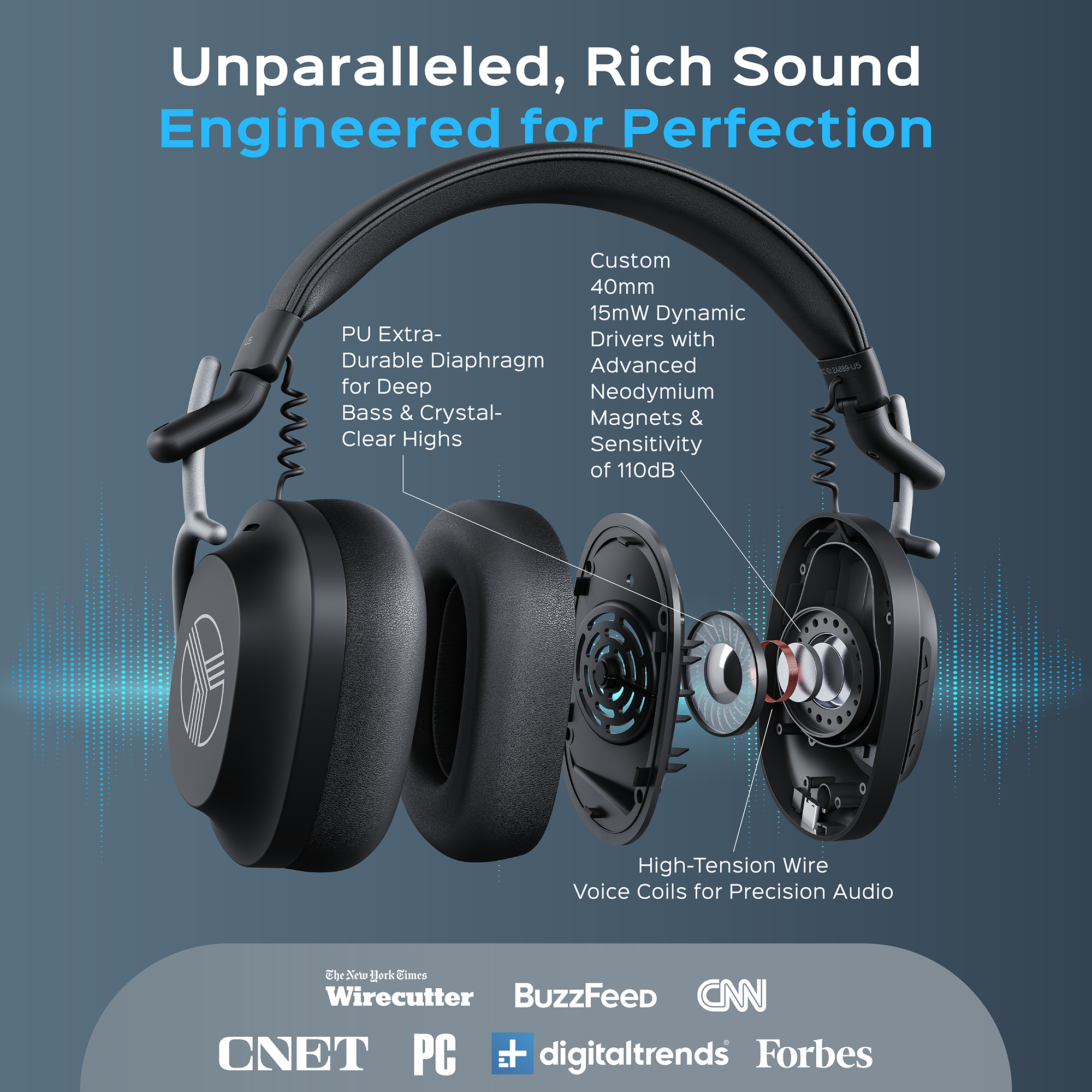 TREBLAB U5 Hybrid Active Noise Cancelling Headphones