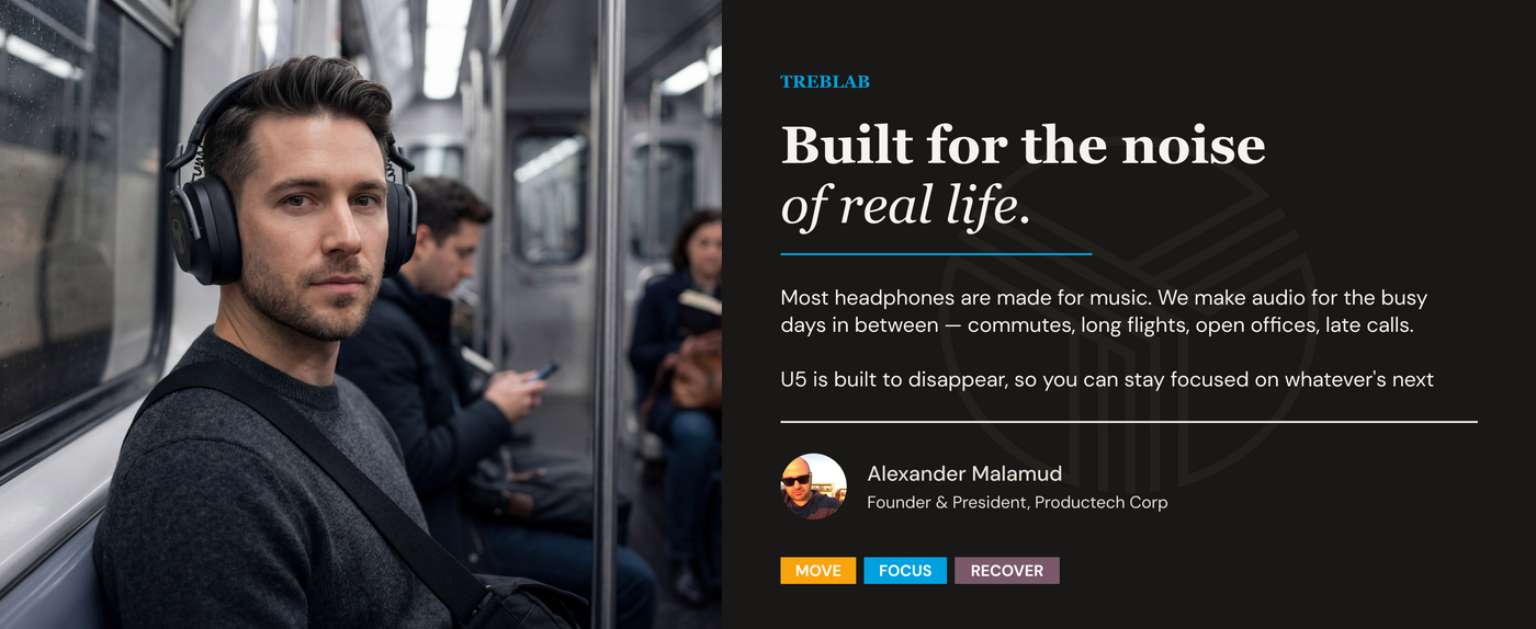 TREBLAB U5 Hybrid Active Noise Cancelling Headphones — A+ 1