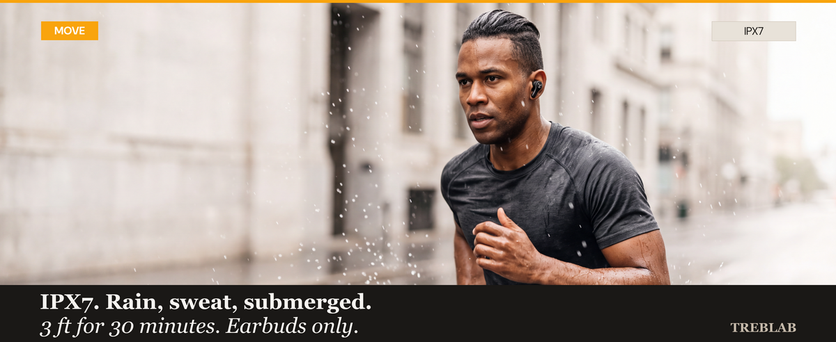 TREBLAB WX8 - True Wireless Earbuds with Pure Sound, Soft Silicone Ear Buds | IPX7 Waterproof, 45H Play, Wireless Charging, Noise Reduction Touch Control, In-Ear Bluetooth Headphones for Sports Running — A+ 2