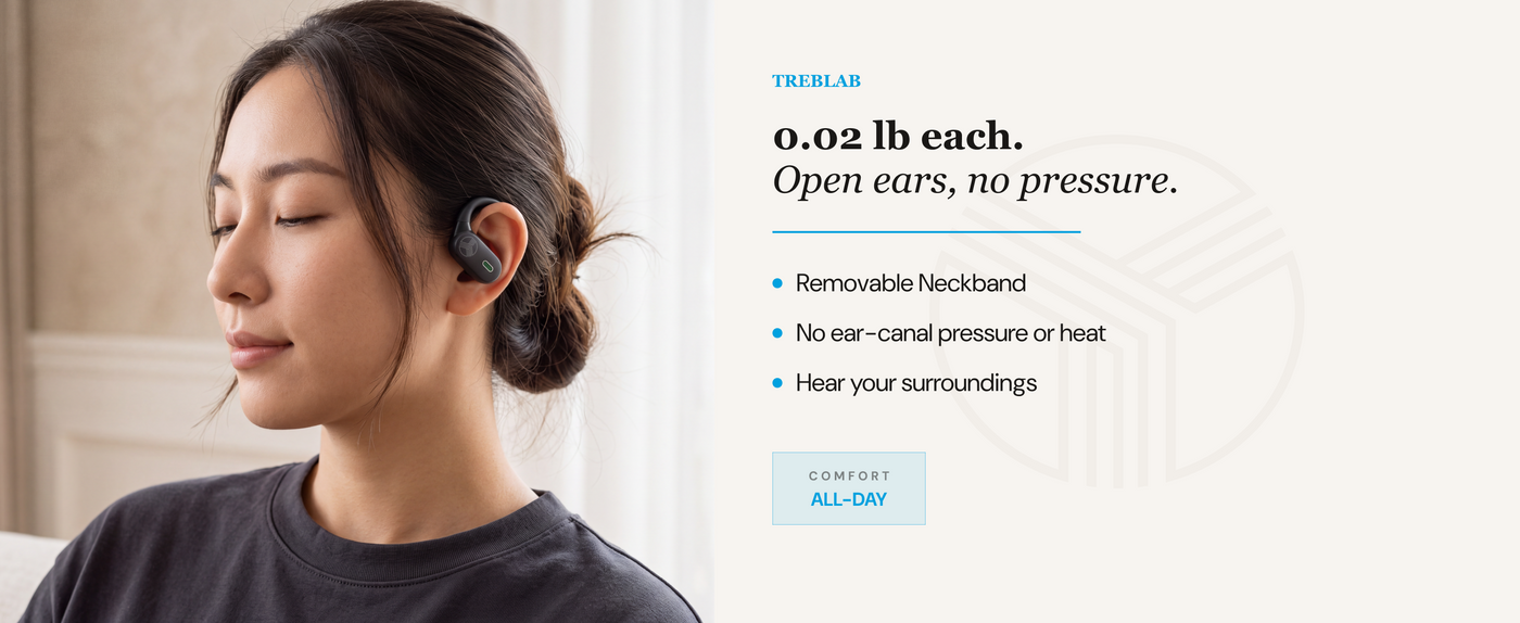 TREBLAB X-Smart Wireless Earbuds with Translation & AI Assistant | 144-language real-time translator, 4 mics, IPX5, earhook secure fit, 8.5H battery, BT 5.4, gaming mode — A+ 5