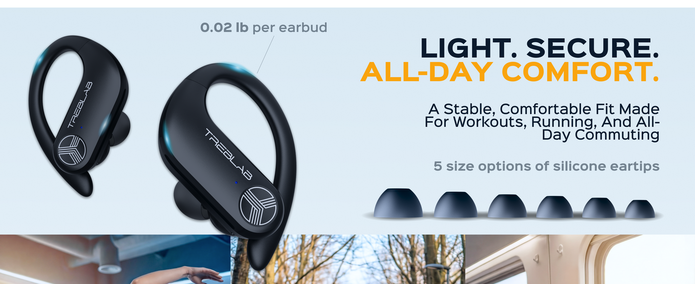 TREBLAB X3 Pro Wireless Earbuds with Earhooks — A+ 2