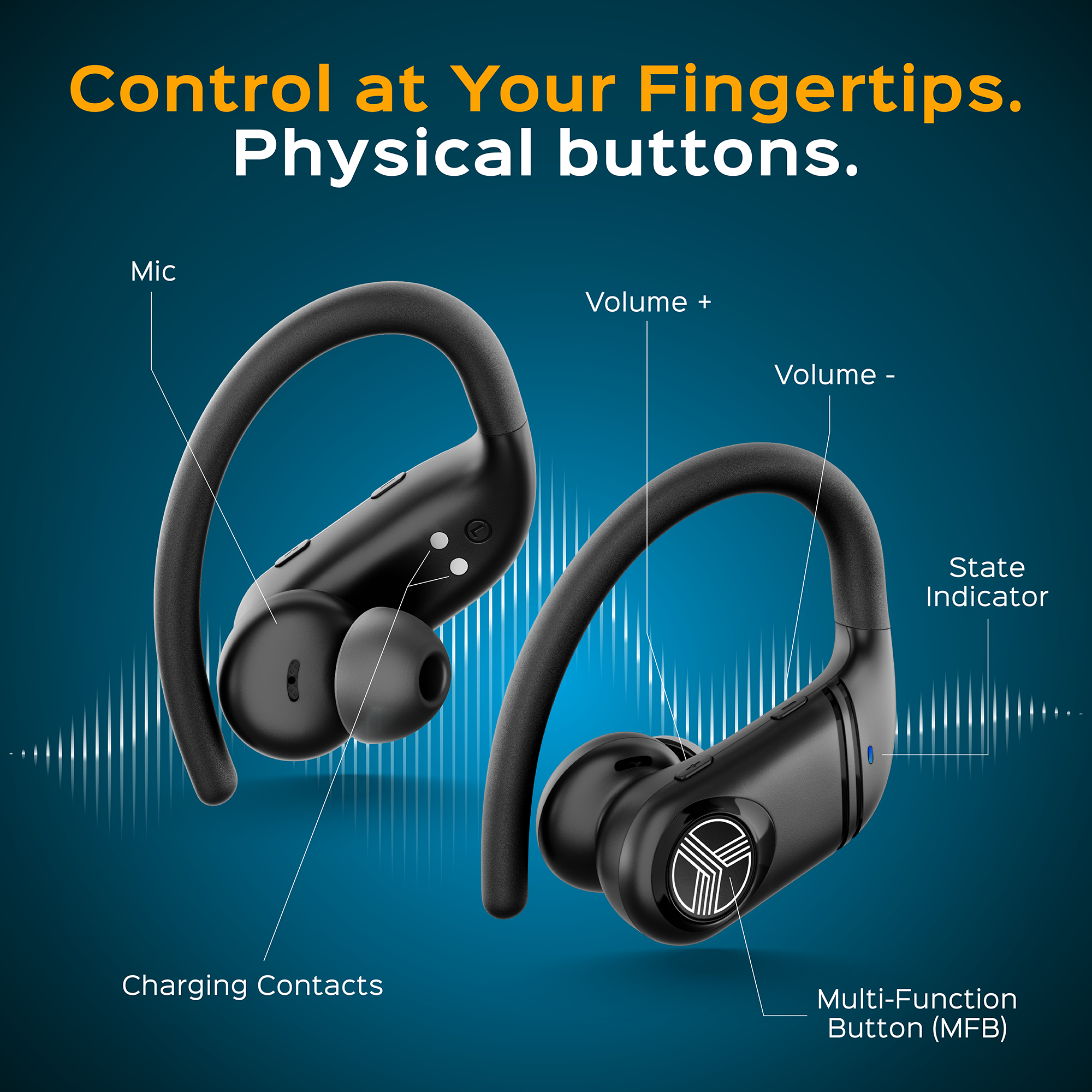 TREBLAB X4 Wireless Earbuds with Earhooks