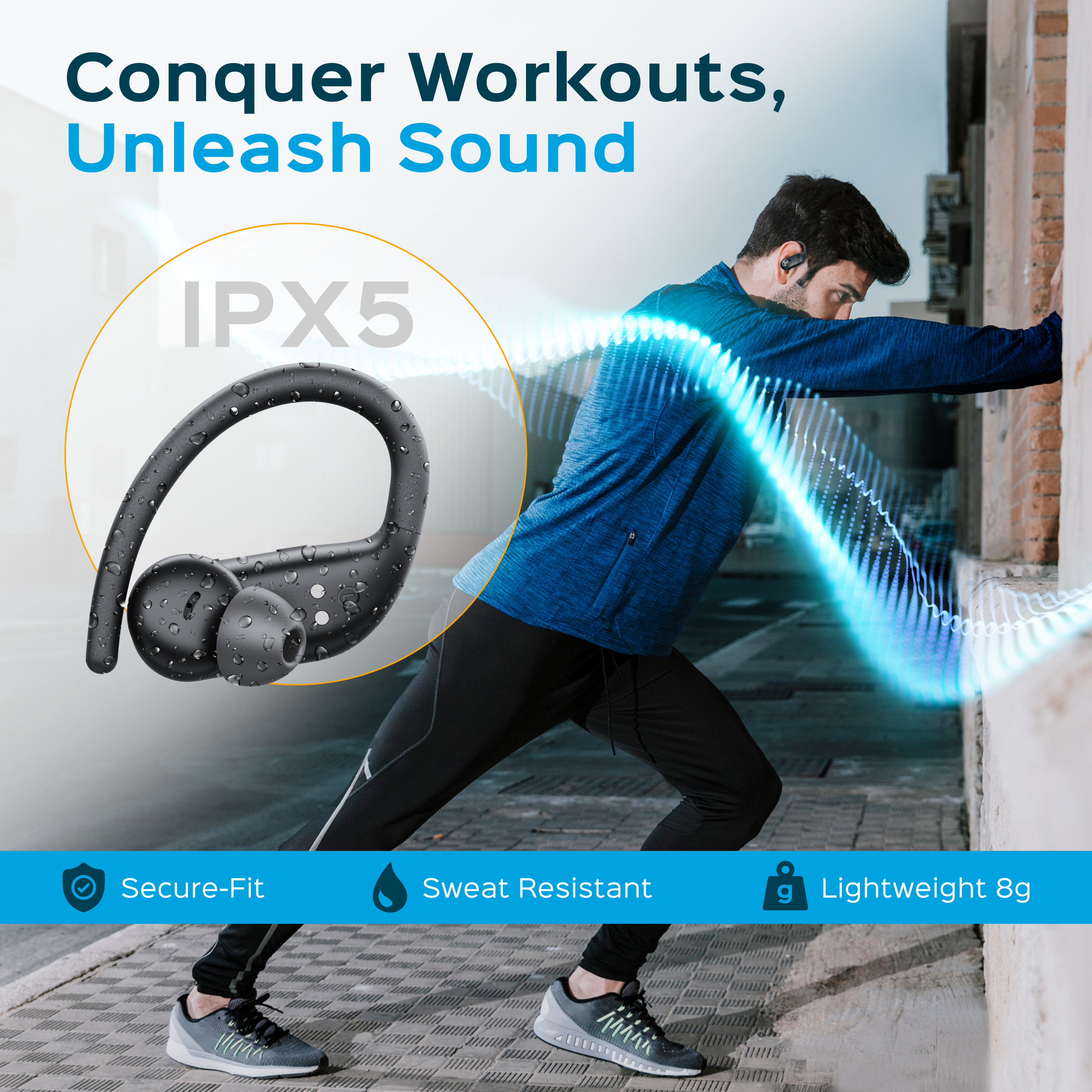TREBLAB X4 Wireless Earbuds with Earhooks