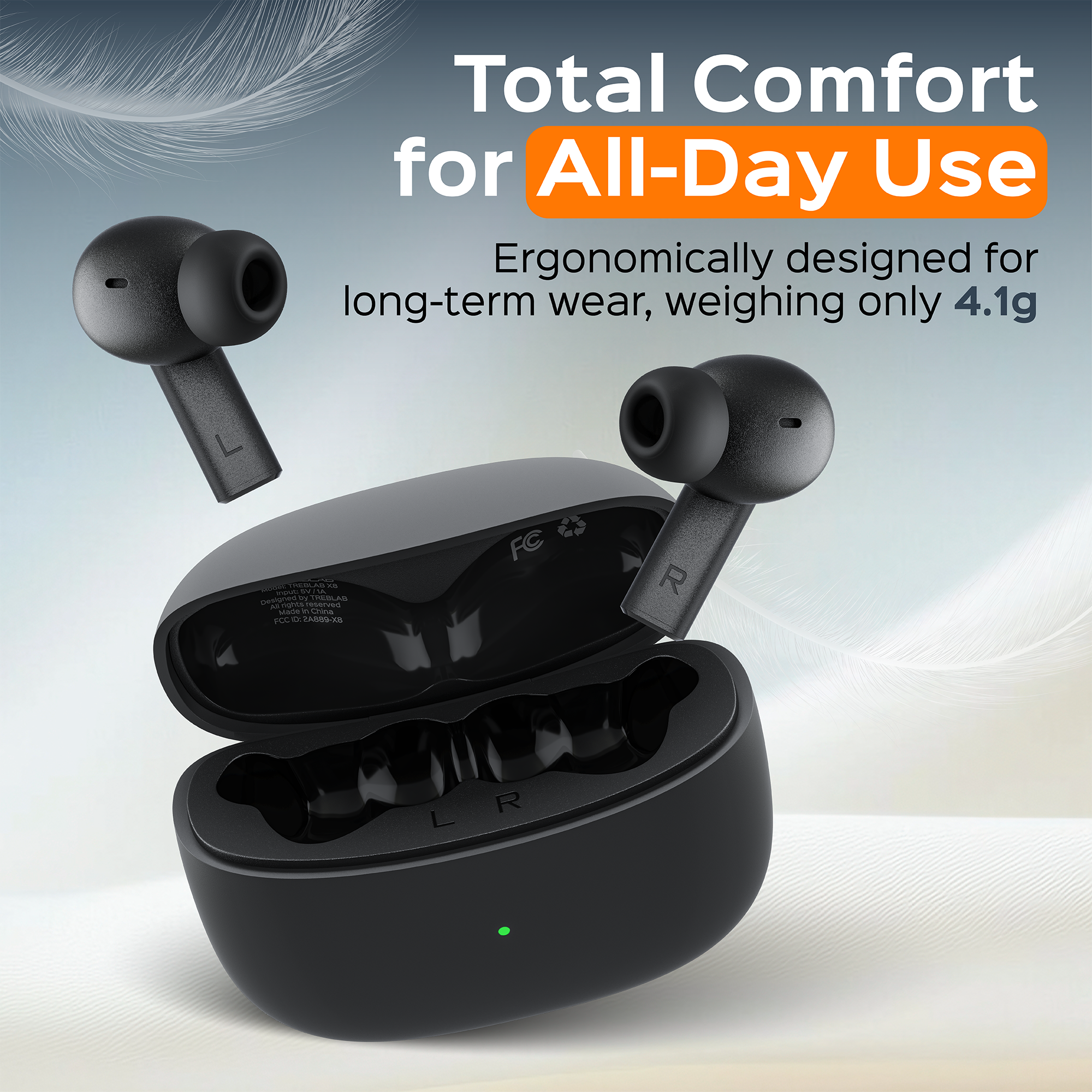 TREBLAB X8 Noise Cancelling Wireless Earbuds