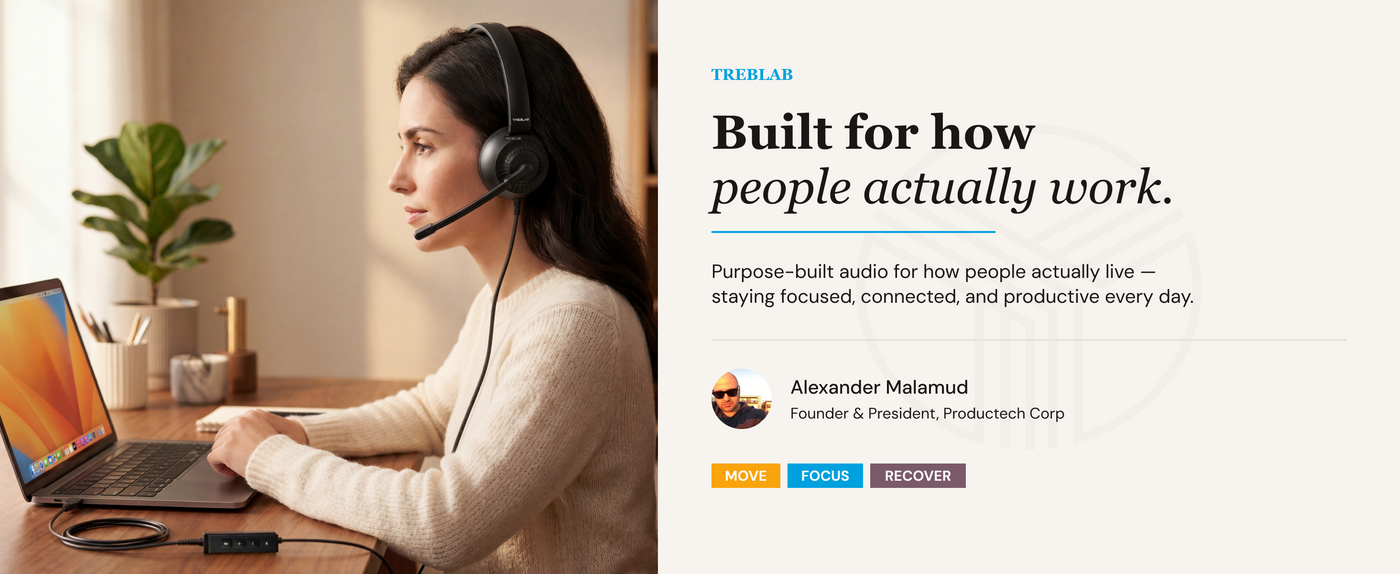 TREBLAB Wired Conference Call Headset with Microphone CW7 — A+ 1