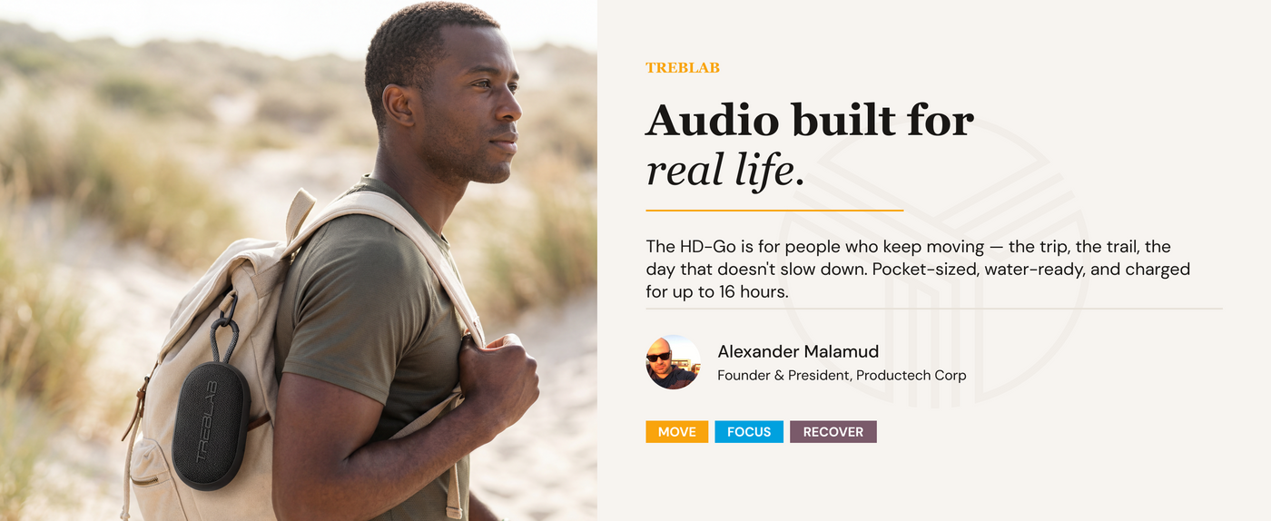 TREBLAB HD-Go Small Wireless Speaker with Clip — A+ 1