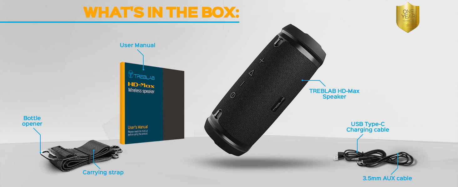 TREBLAB HD-Max - Big Loud Waterproof Outdoor Bluetooth Speaker