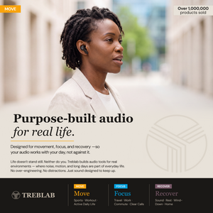 TREBLAB WX8 - True Wireless Earbuds with Pure Sound, Soft Silicone Ear Buds | IPX7 Waterproof, 45H Play, Wireless Charging, Noise Reduction Touch Control, In-Ear Bluetooth Headphones for Sports Running