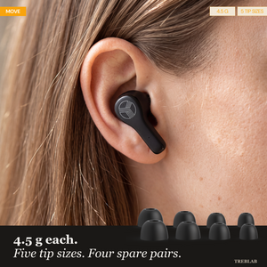 TREBLAB WX8 - True Wireless Earbuds with Pure Sound, Soft Silicone Ear Buds | IPX7 Waterproof, 45H Play, Wireless Charging, Noise Reduction Touch Control, In-Ear Bluetooth Headphones for Sports Running