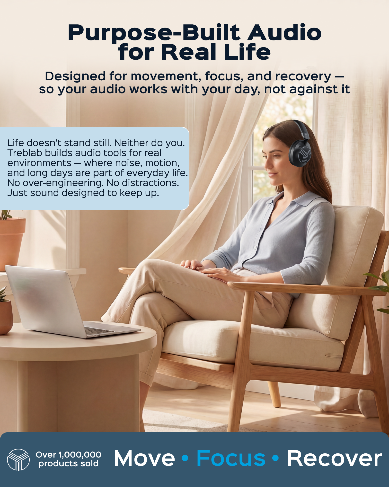 TREBLAB Z7 Pro Hybrid Active Noise Cancelling Headphones