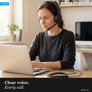 TREBLAB Wired Conference Call Headset with Microphone CW7