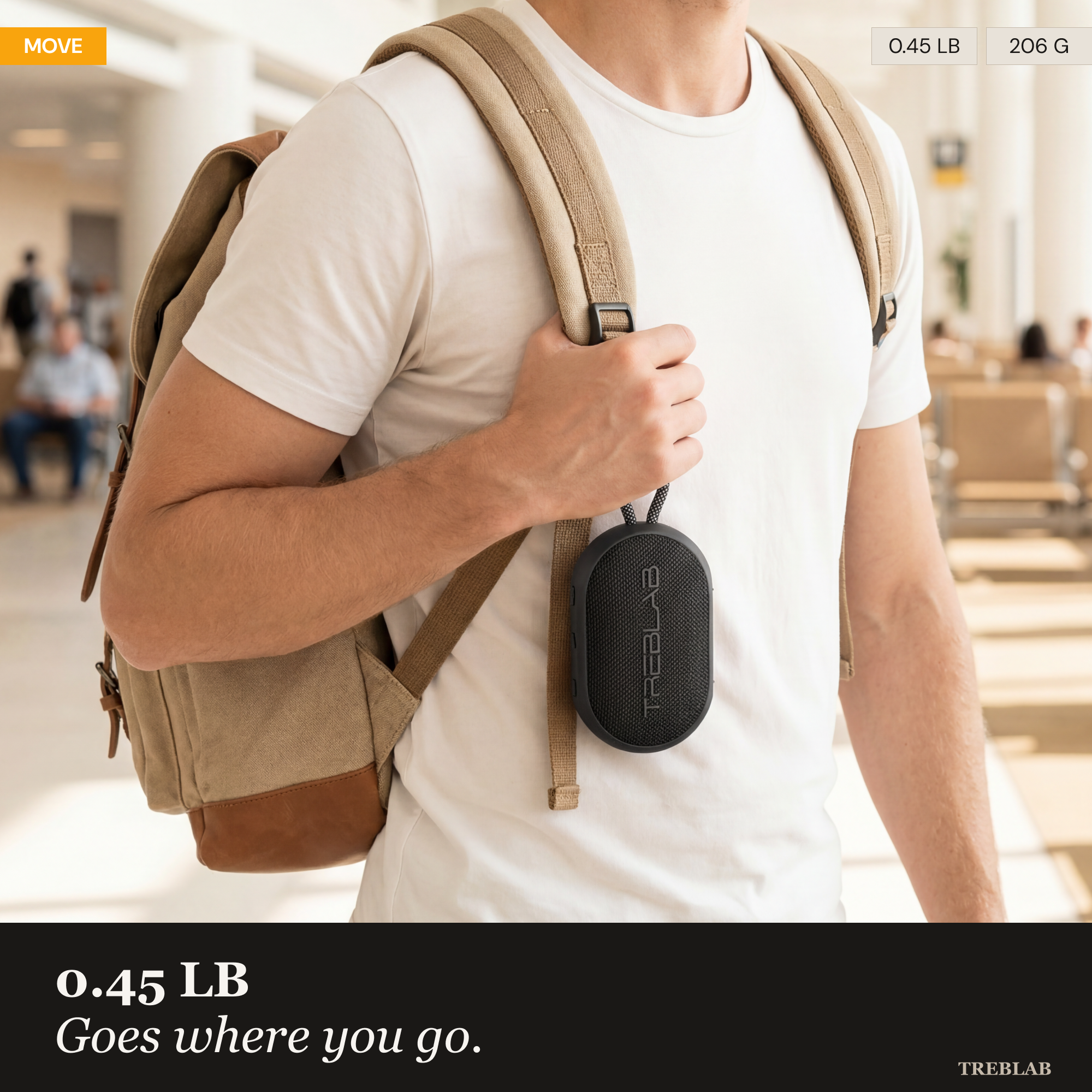 TREBLAB HD-Go Small Wireless Speaker with Clip