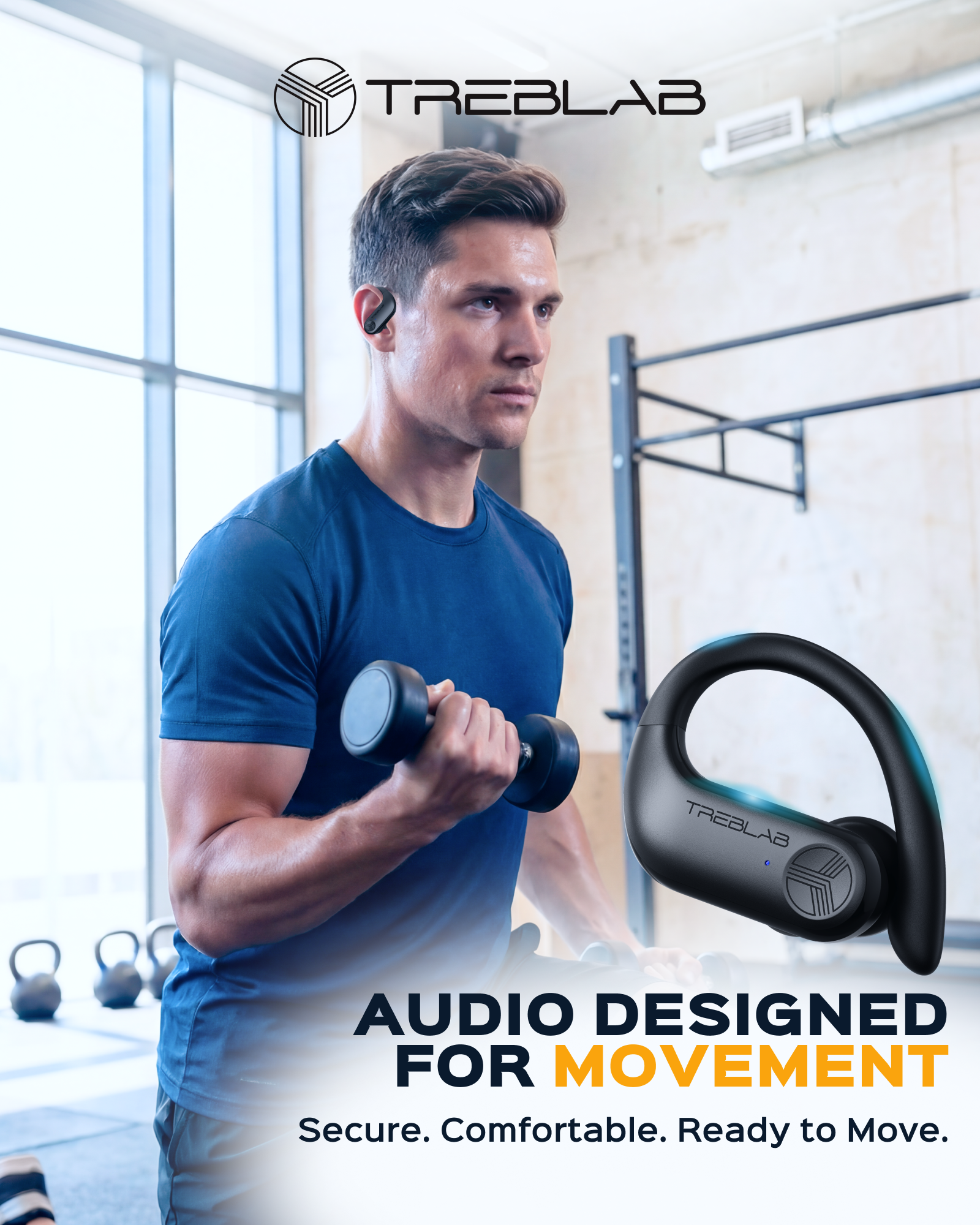 TREBLAB X3 Pro Wireless Earbuds with Earhooks