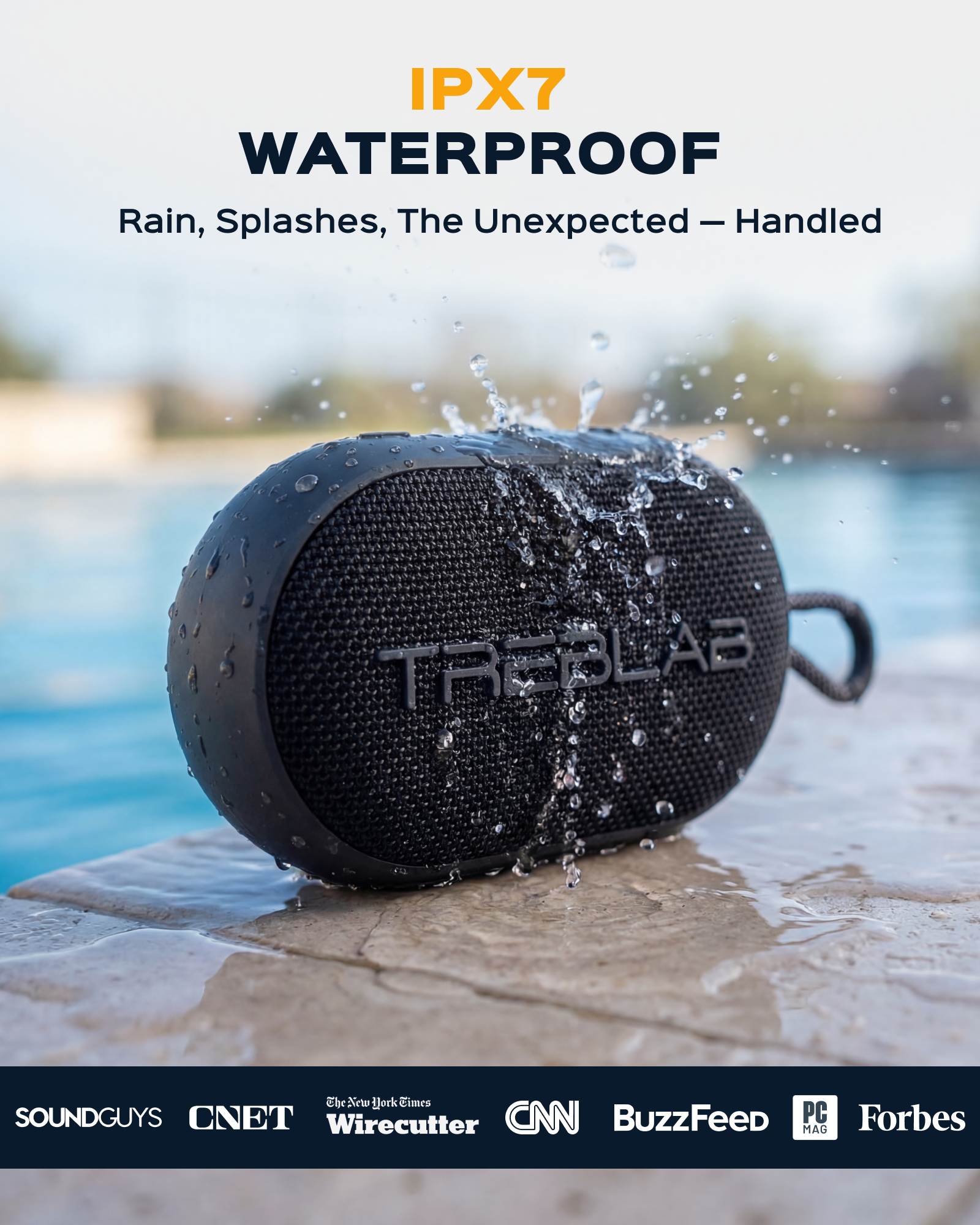 TREBLAB HD-Go Small Wireless Speaker with Clip