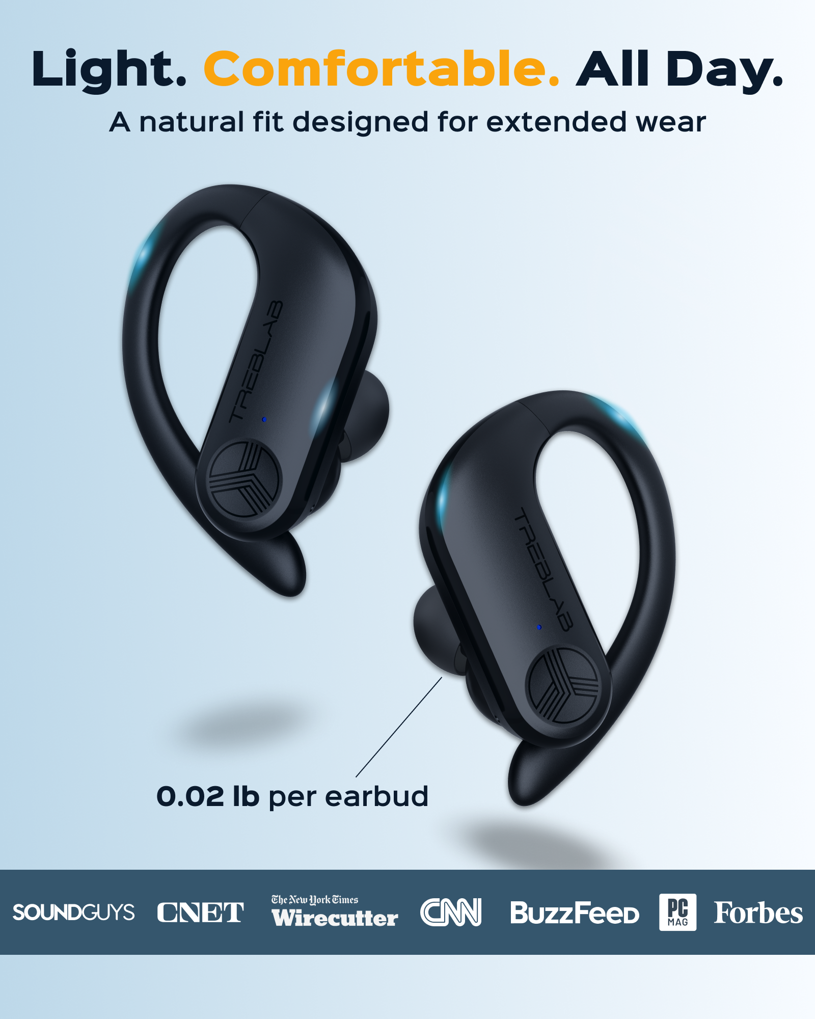 TREBLAB X3 Pro Wireless Earbuds with Earhooks