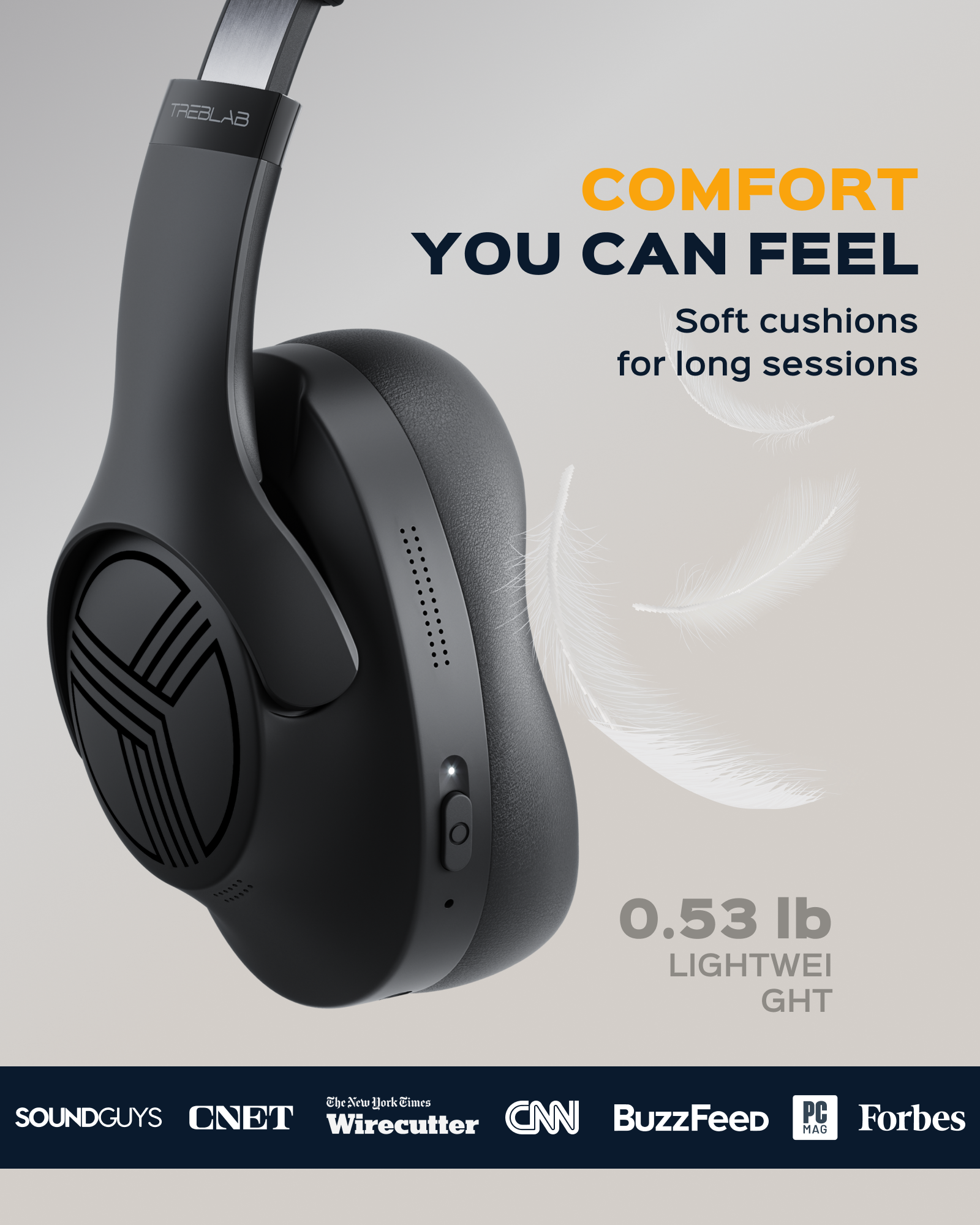 TREBLAB Z2 Active Noise Cancelling Headphones