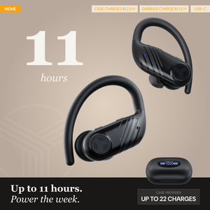 TREBLAB X3-Pro Earbuds Wireless Bluetooth, Earhook IPX5 11H Powerbank | Bluetooth Running Headphones, gaming mode 60ms, wireless charging case, secure earhook, ENC mics, BT 5.4, 9g ultra-light