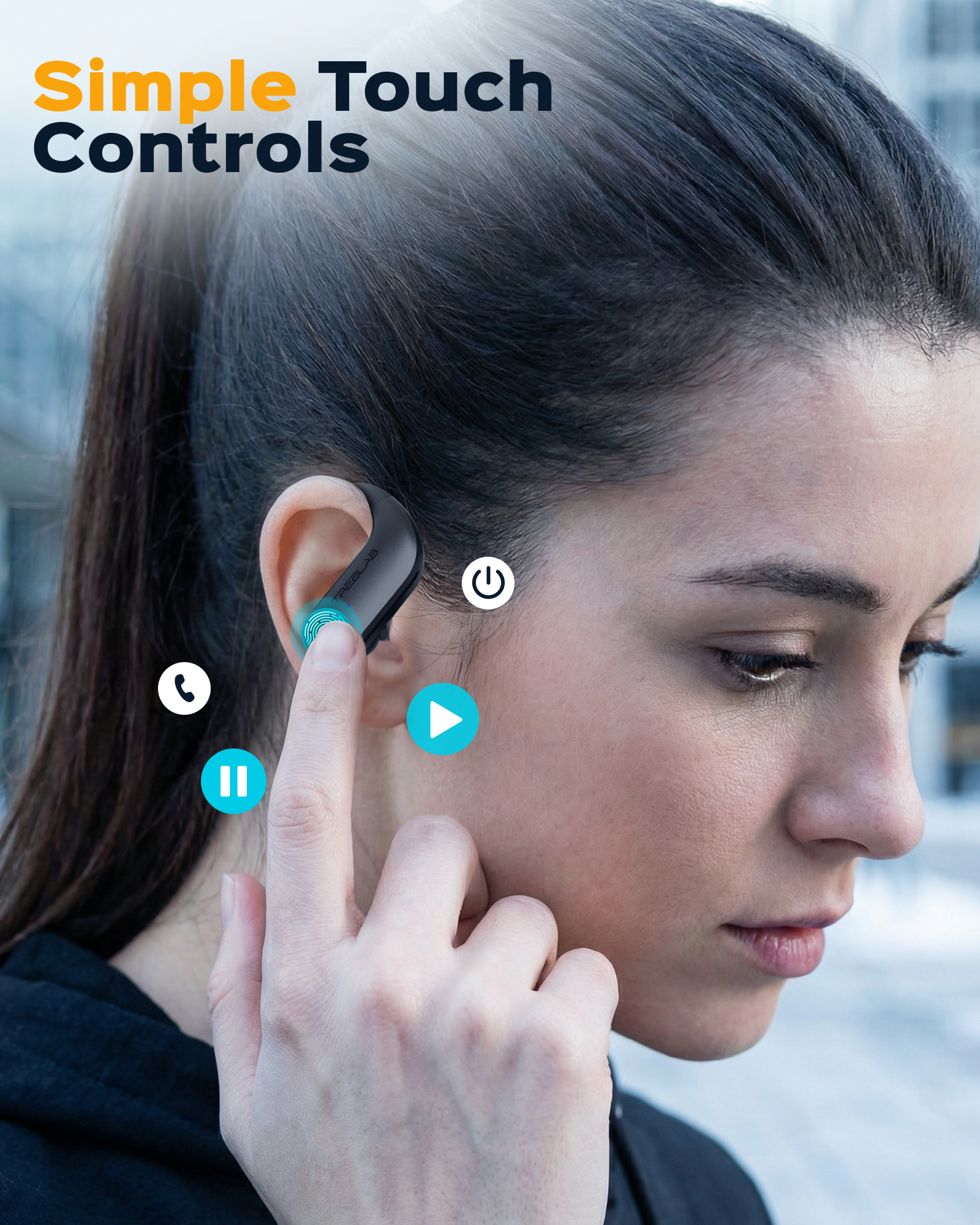 TREBLAB X3 Pro Wireless Earbuds with Earhooks