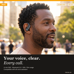TREBLAB X3 Pro Wireless Earbuds with Earhooks