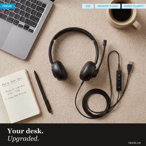 TREBLAB Wired Conference Call Headset with Microphone CW7