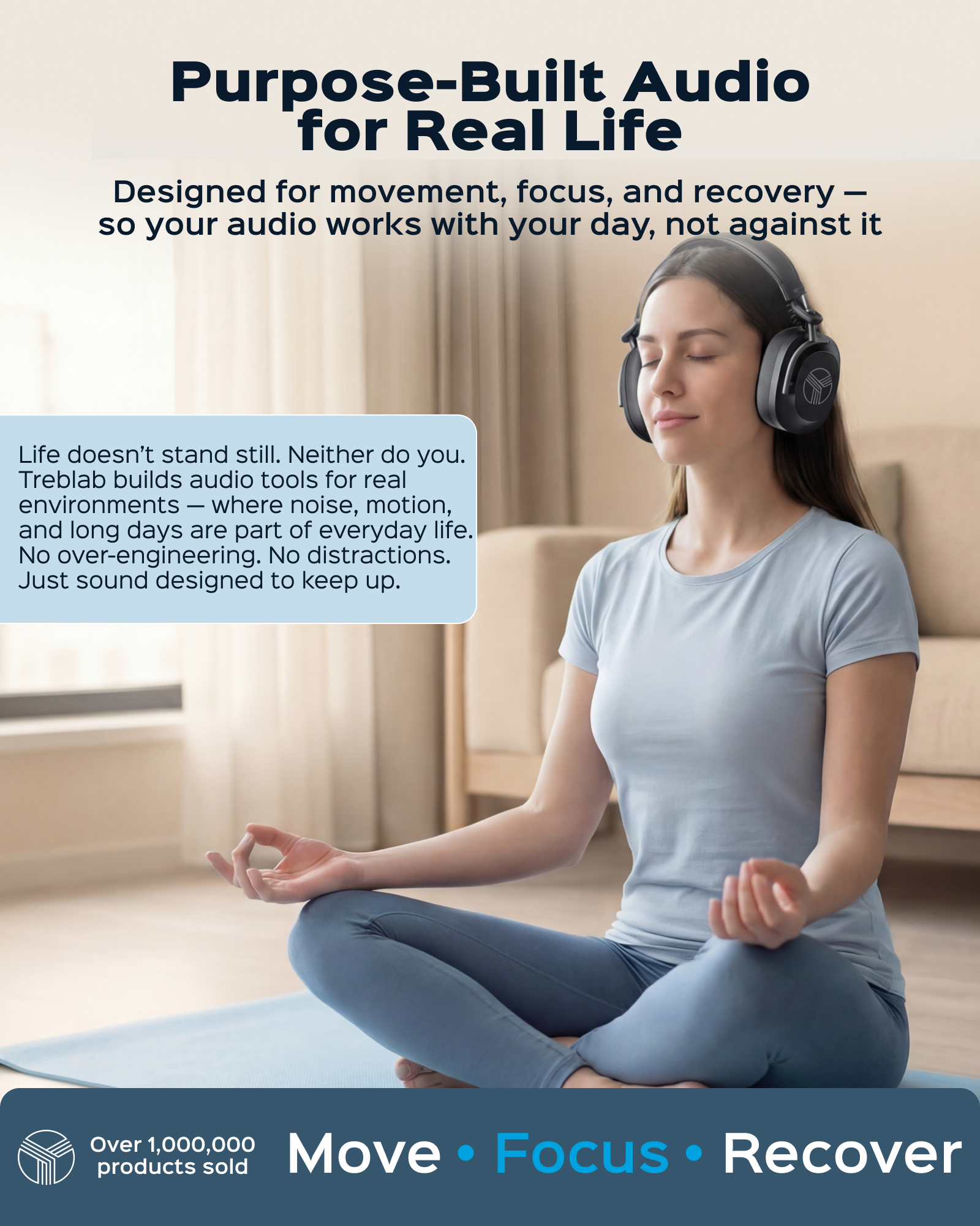 TREBLAB U5 Hybrid Active Noise Cancelling Headphones