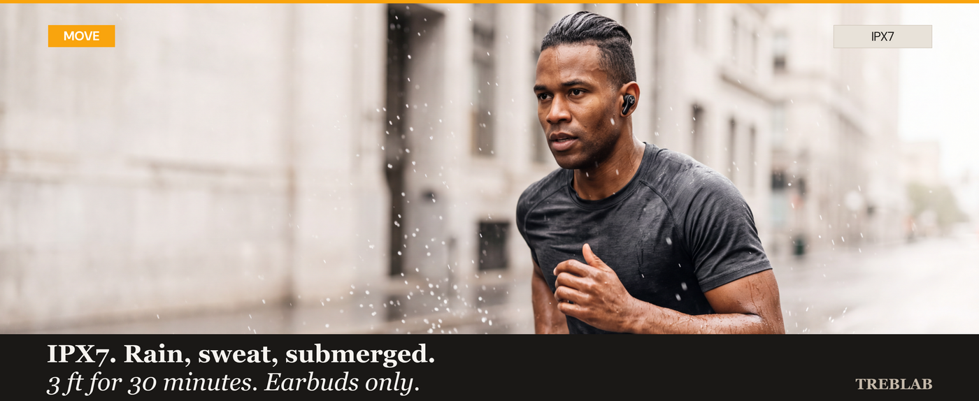 TREBLAB WX8 - True Wireless Earbuds with Pure Sound, Soft Silicone Ear Buds | IPX7 Waterproof, 45H Play, Wireless Charging, Noise Reduction Touch Control, In-Ear Bluetooth Headphones for Sports Running — A+ 2