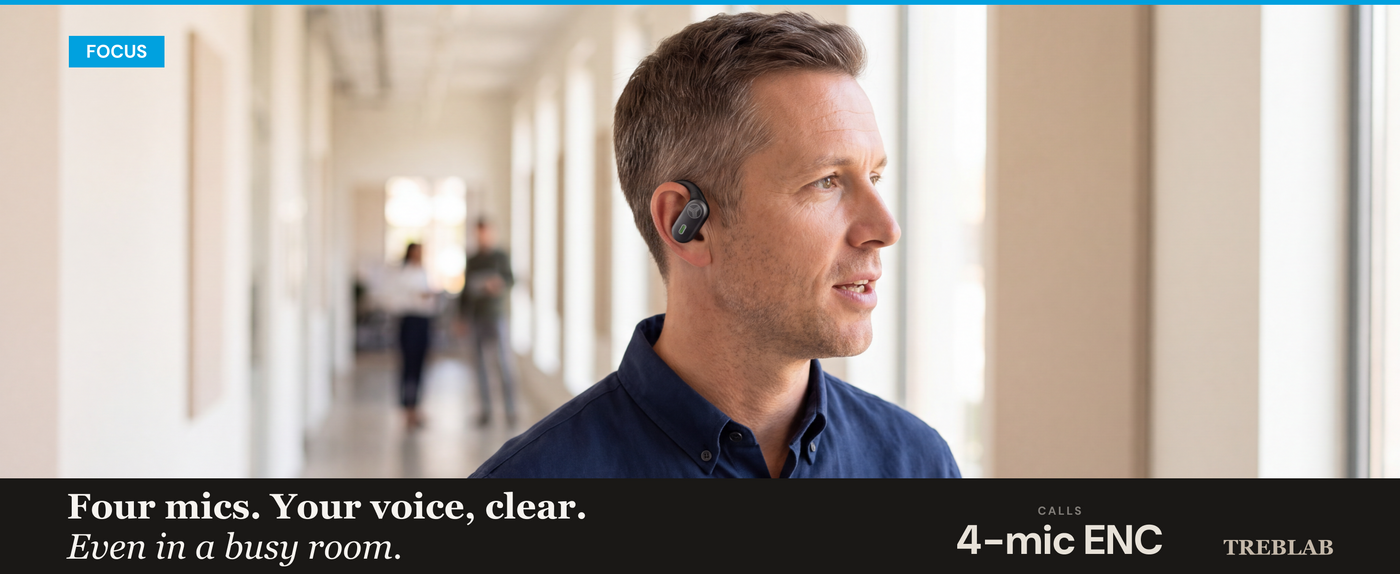 TREBLAB X-Smart Wireless Earbuds with Translation & AI Assistant | 144-language real-time translator, 4 mics, IPX5, earhook secure fit, 8.5H battery, BT 5.4, gaming mode — A+ 2