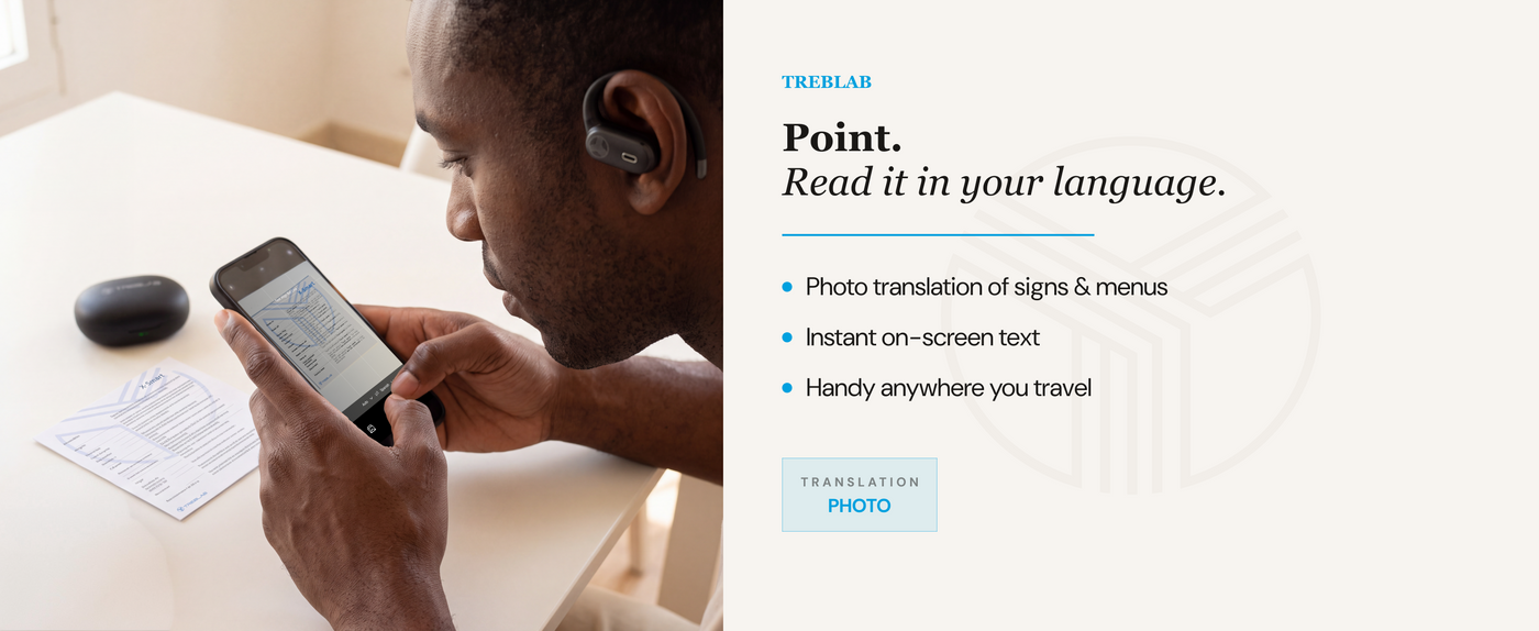 TREBLAB X-Smart Wireless Earbuds with Translation & AI Assistant | 144-language real-time translator, 4 mics, IPX5, earhook secure fit, 8.5H battery, BT 5.4, gaming mode — A+ 3