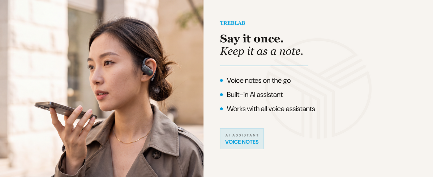 TREBLAB X-Smart Wireless Earbuds with Translation & AI Assistant | 144-language real-time translator, 4 mics, IPX5, earhook secure fit, 8.5H battery, BT 5.4, gaming mode — A+ 3