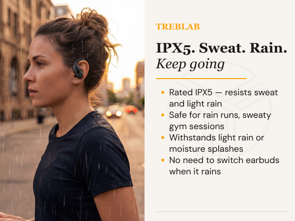 TREBLAB X3-Pro Earbuds Wireless Bluetooth, Earhook IPX5 11H Powerbank | Bluetooth Running Headphones, gaming mode 60ms, wireless charging case, secure earhook, ENC mics, BT 5.4, 9g ultra-light — A+ 3 mobile