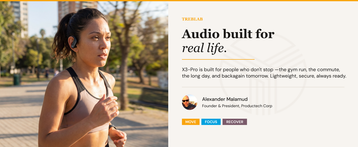 TREBLAB X3 Pro Wireless Earbuds with Earhooks — A+ 1