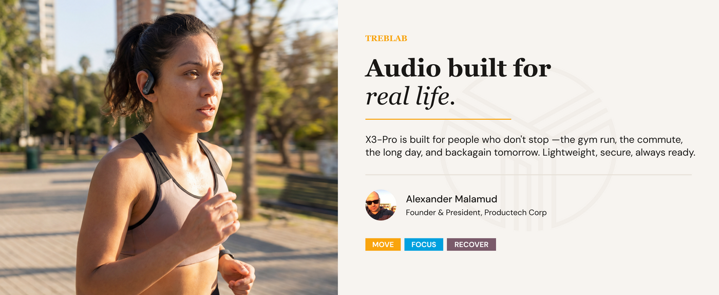 TREBLAB X3 Pro Wireless Earbuds with Earhooks — A+ 1