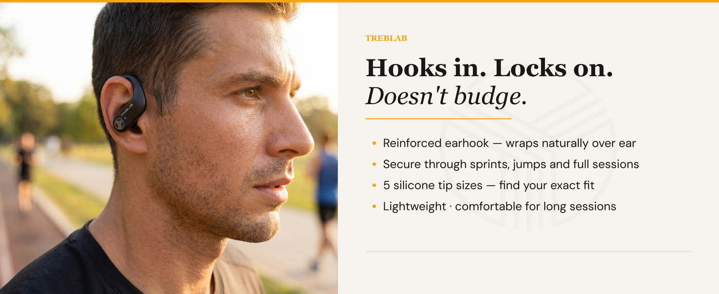 TREBLAB X3 Pro Wireless Earbuds with Earhooks — A+ 3