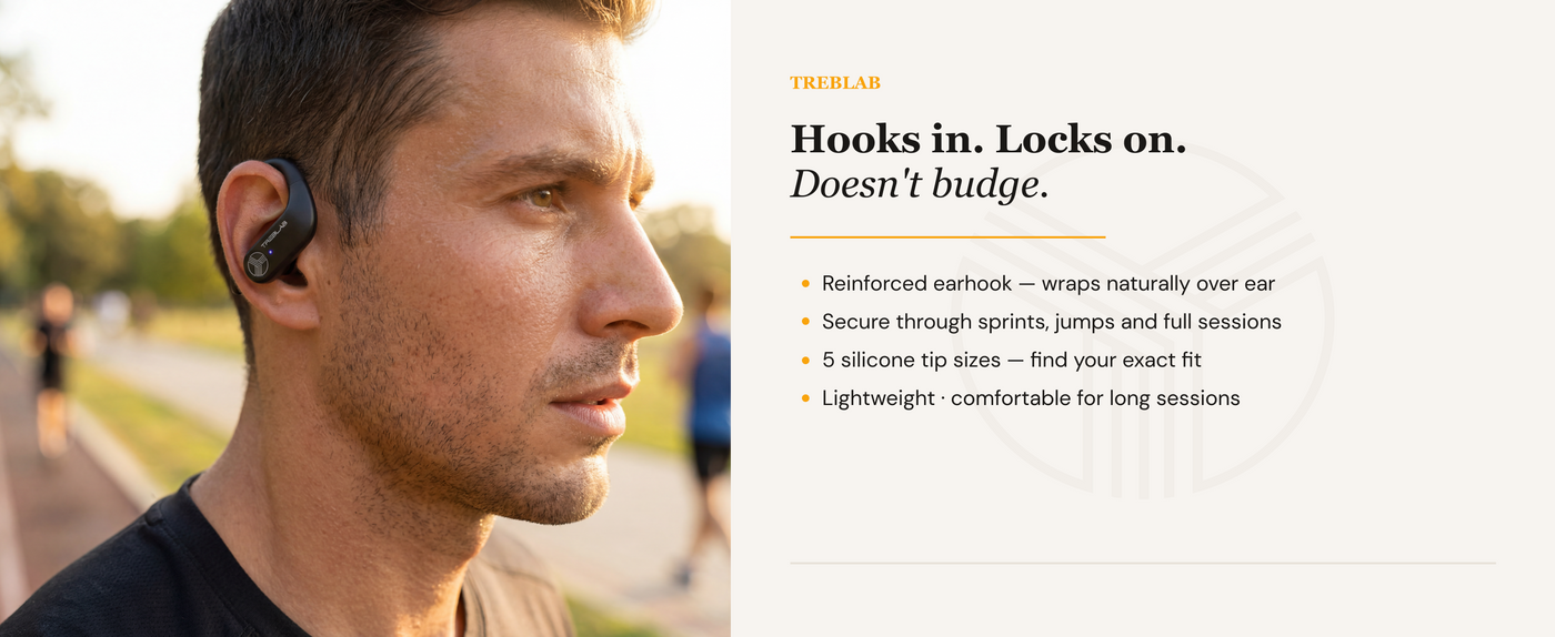 TREBLAB X3 Pro Wireless Earbuds with Earhooks — A+ 3