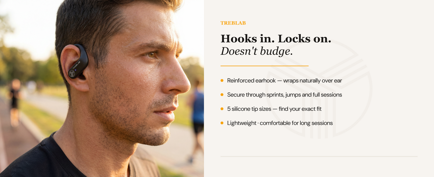 TREBLAB X3 Pro Wireless Earbuds with Earhooks — A+ 3