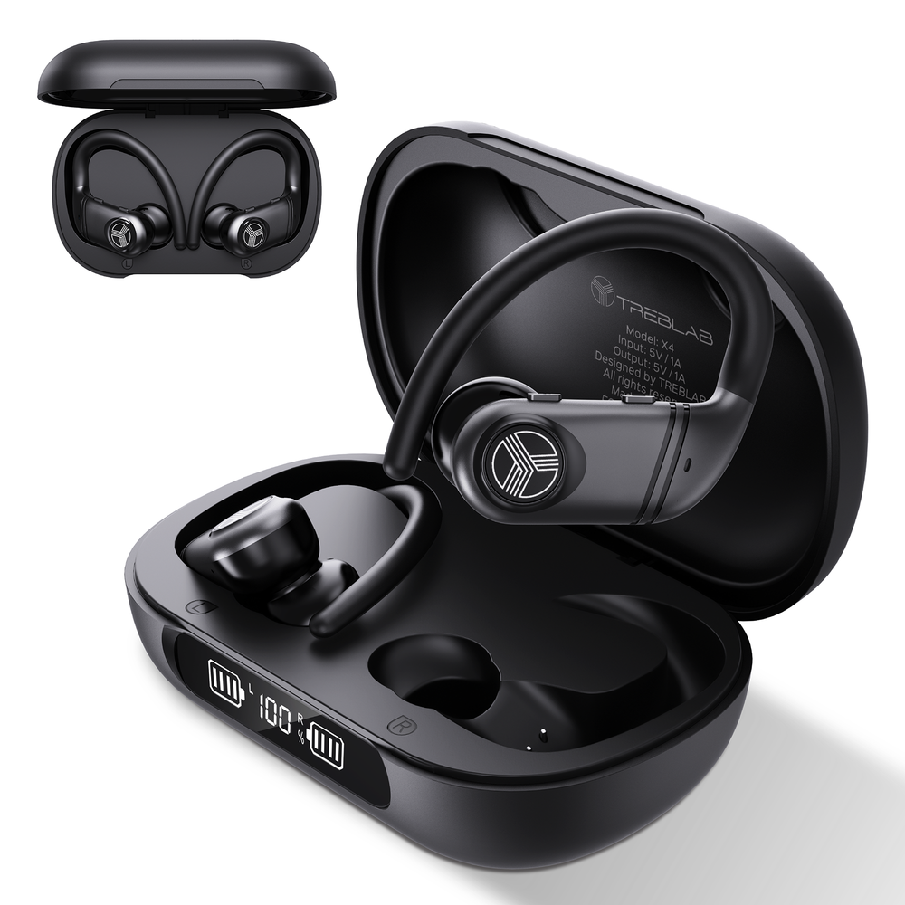 TREBLAB X4 Wireless Earbuds with Earhooks