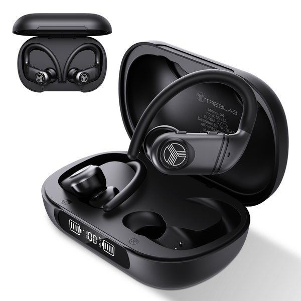 TREBLAB X4 Wireless Earbuds with Earhooks