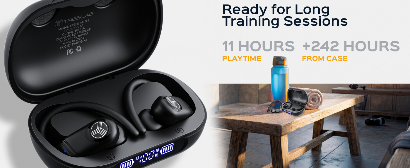 TREBLAB X4 Wireless Earbuds with Earhooks — A+ 2